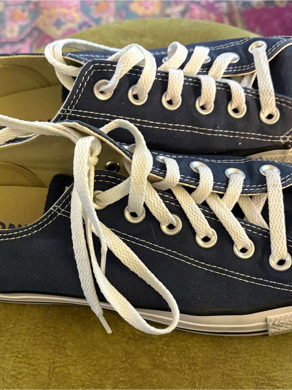 Converse All-Star Chuck Taylor Navy Canvas Low-Top Sneakers with White Accents - Picture 2 of 10
